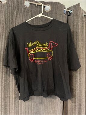 Wiener Shack Black Graphic Crop Top